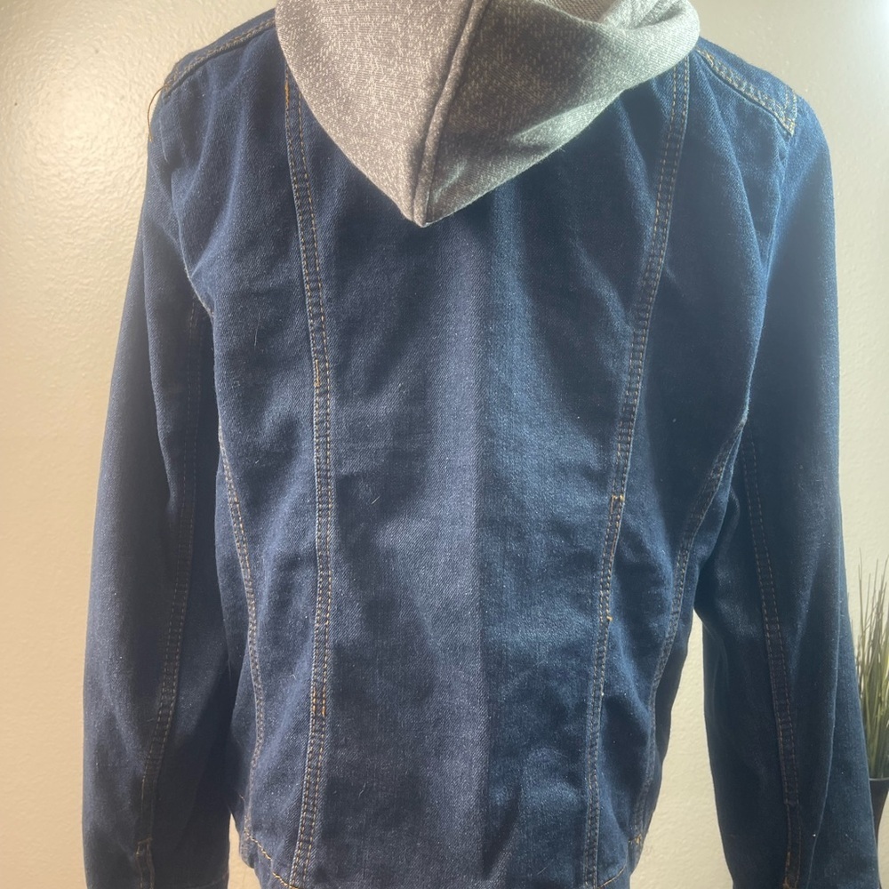 Womens CB 1962 Denim Hoodie Jacket Full Zip Blue Long Sleeve Zipper Pockets Y2K - Picture 2 of 5